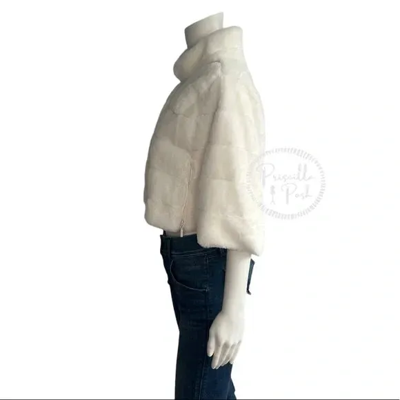 NWT BCBGMaxazria Ivory White Faux Fur Shrug Wrap Capelet Jacket Bridal Stole