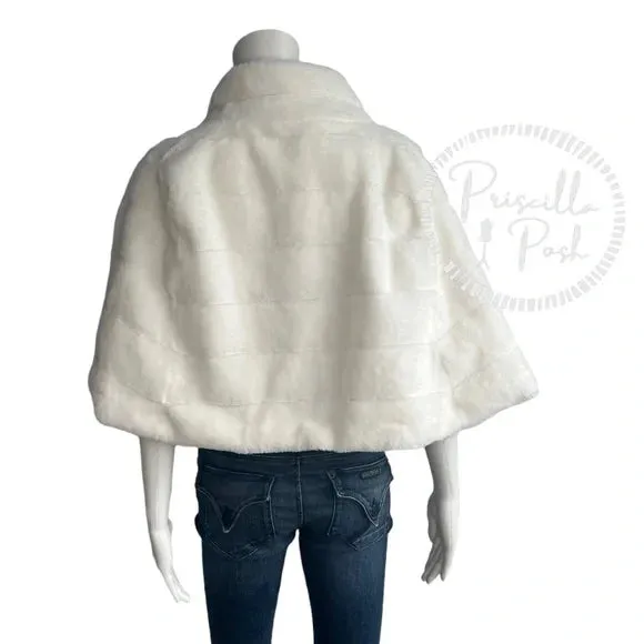 NWT BCBGMaxazria Ivory White Faux Fur Shrug Wrap Capelet Jacket Bridal Stole