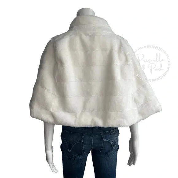 NWT BCBGMaxazria Ivory White Faux Fur Shrug Wrap Capelet Jacket Bridal Stole