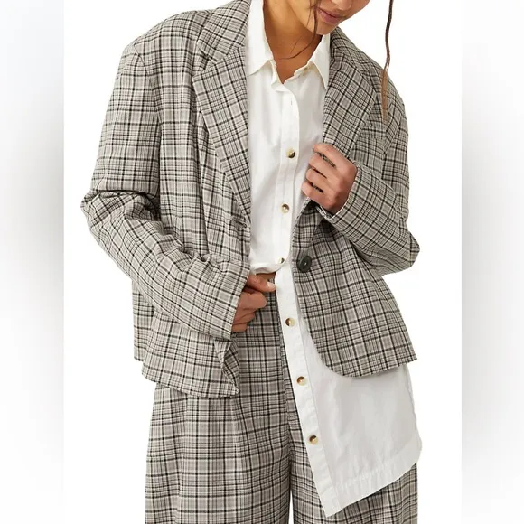NWT Free People Cali Plaid Blazer