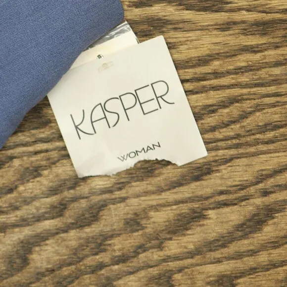 NWT Kasper Size Long-Sleeve Collared One-Button Blazer 10872311 24W Blue Heron