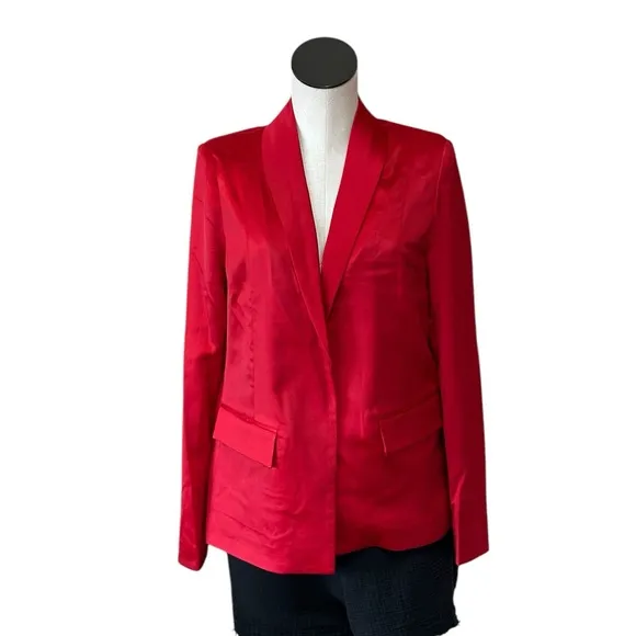NWT Steve Madden Satin Shawl Collar Blazer Small, DARK RED