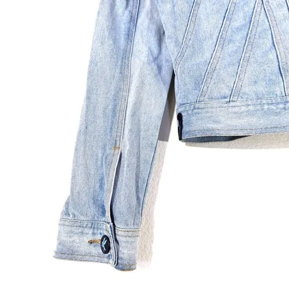 ONE TEASPOON Dolls Kill Rebel Hell Distressed Denim Jacket Light Wash 10 Grunge