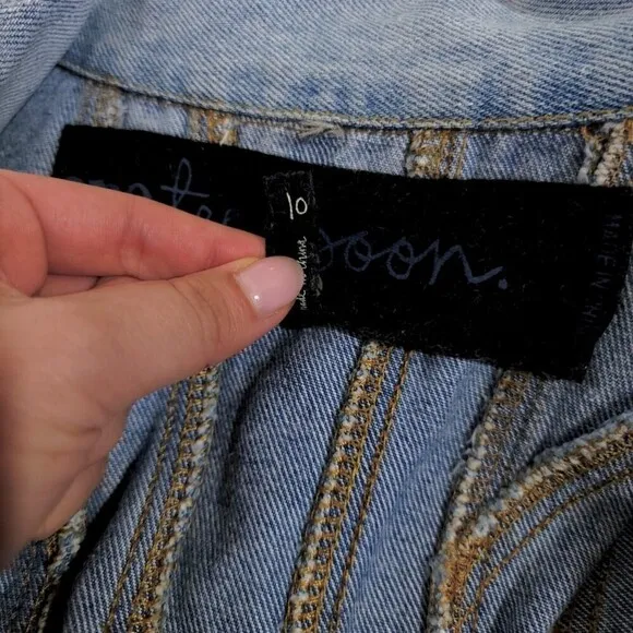 ONE TEASPOON Dolls Kill Rebel Hell Distressed Denim Jacket Light Wash 10 Grunge