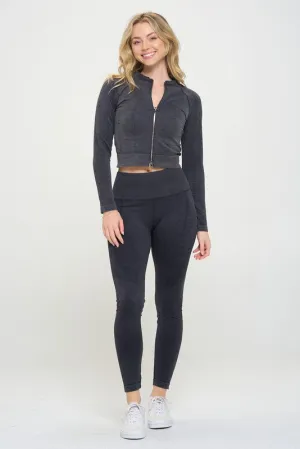 OTOS Active Ribbed Knit Tracksuit Two-Piece Set