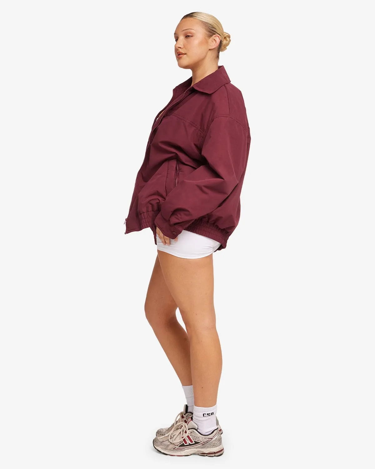 Oversized Bomber Jacket | Burgundy