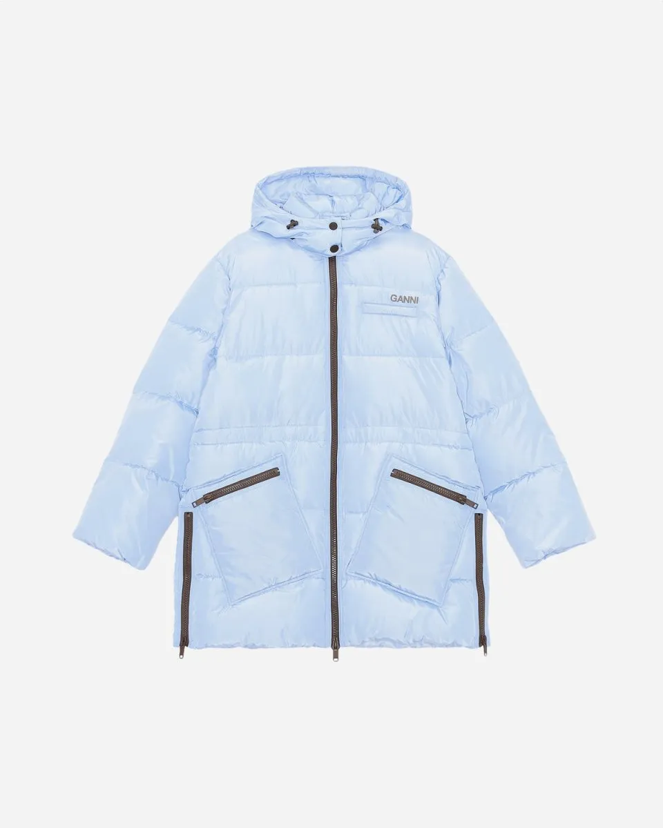 Oversized Puffer Midi Jacket - Placid Blue