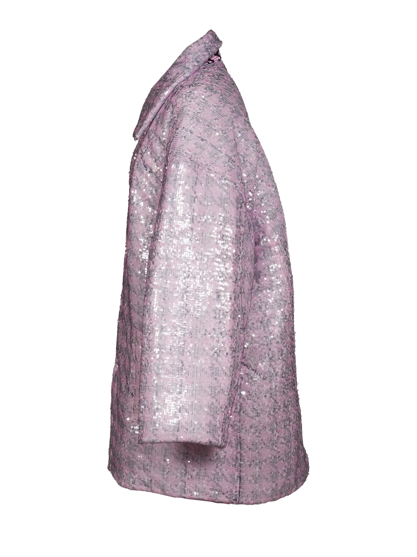 Oversized Sequinned Houndstooth Print Coat