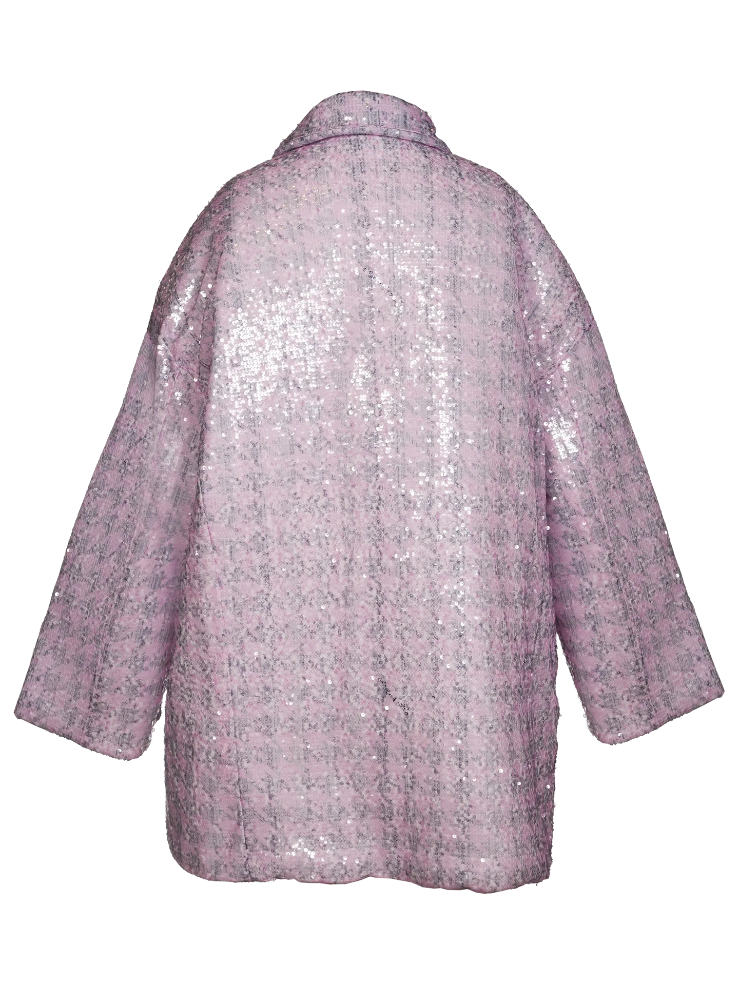 Oversized Sequinned Houndstooth Print Coat