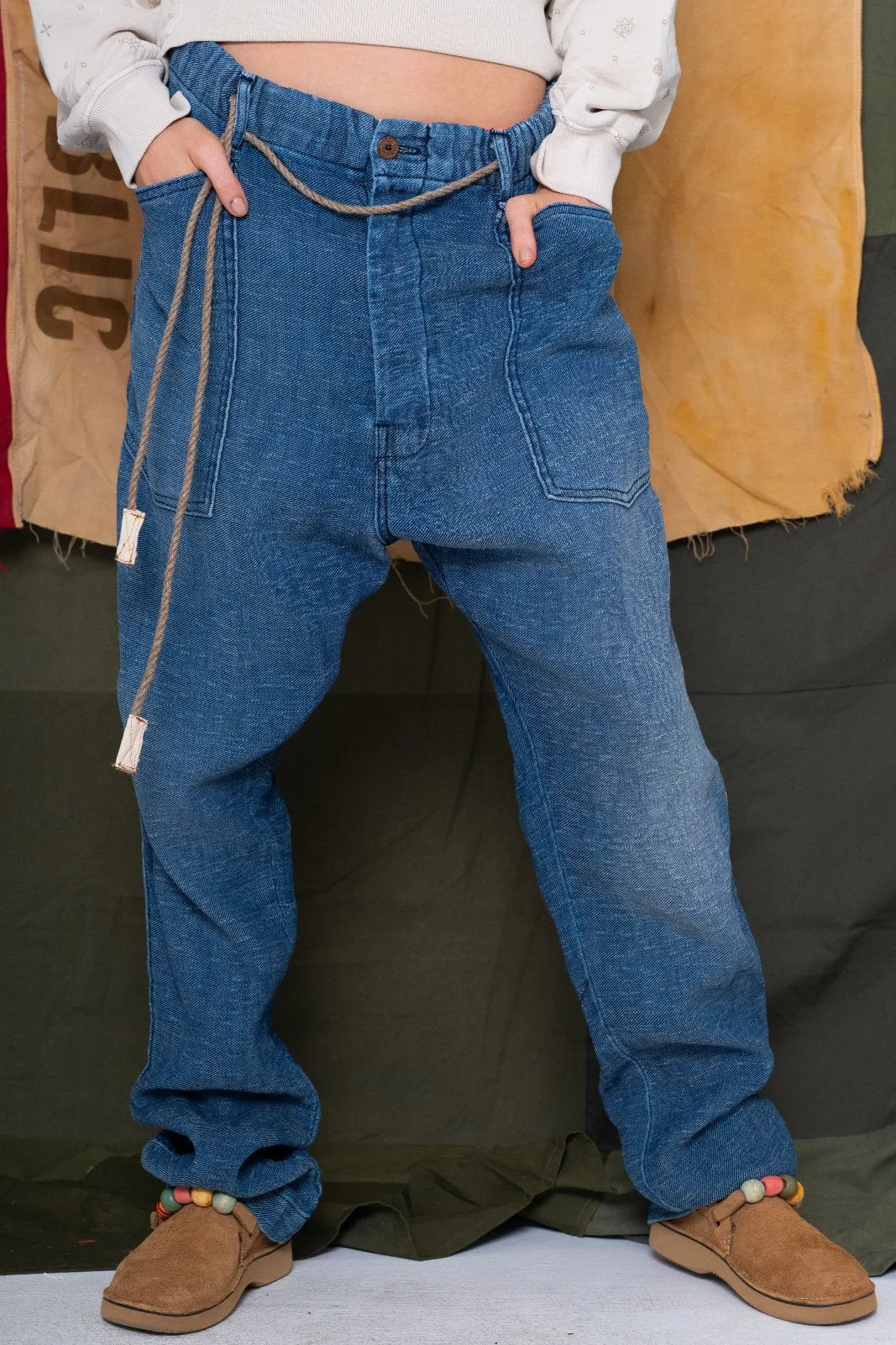 P38 Denim Linen Green Cast Sunfaded