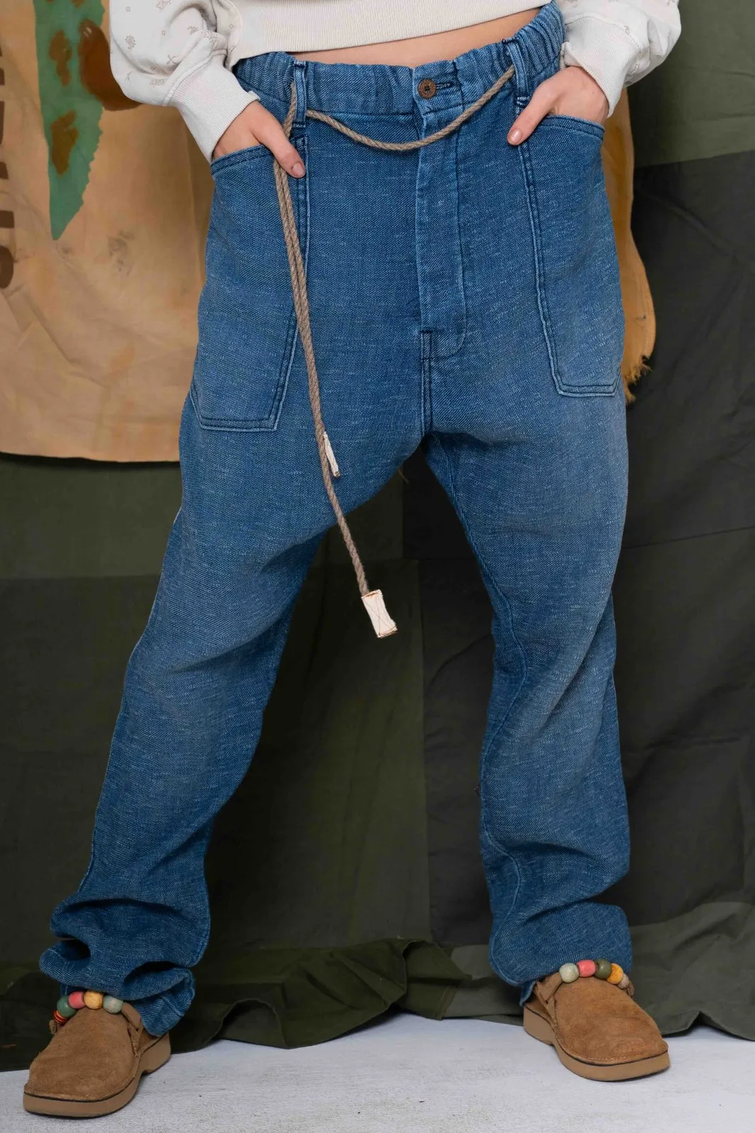 P38 Denim Linen Green Cast Sunfaded