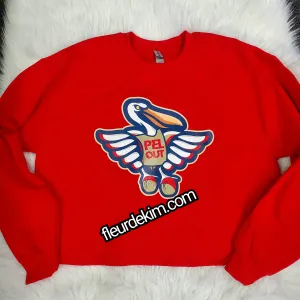 Pel Out logo "Oversized" red fleece crop