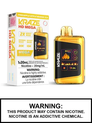 Pineapple Apple Mango Ice Kraze HD Mega Disposable Vape