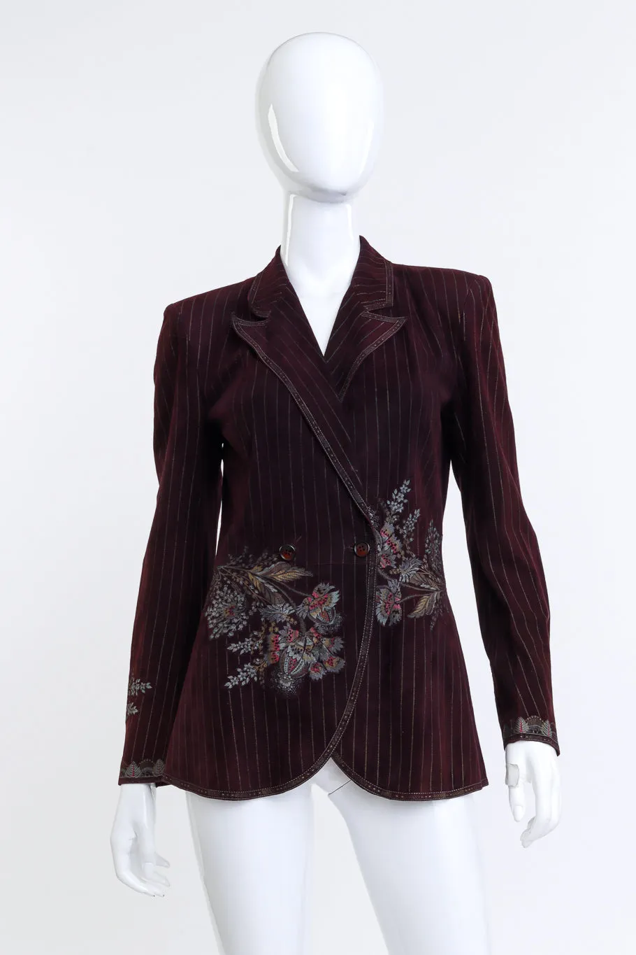 Pinstripe Suede Blazer