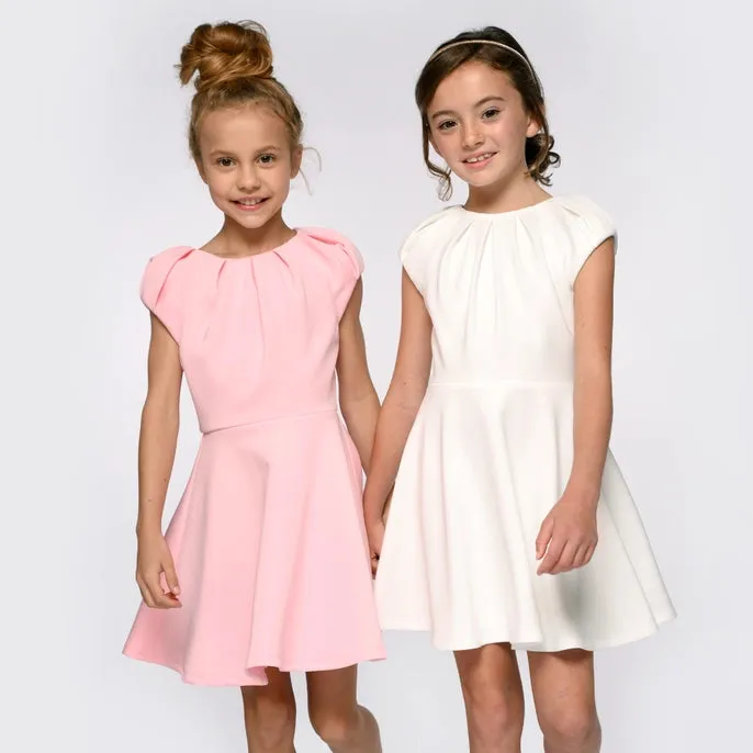Pleated Neckline Scuba Dress - Aqua..