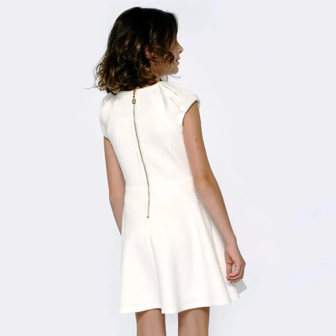Pleated Neckline Scuba Dress - Aqua..