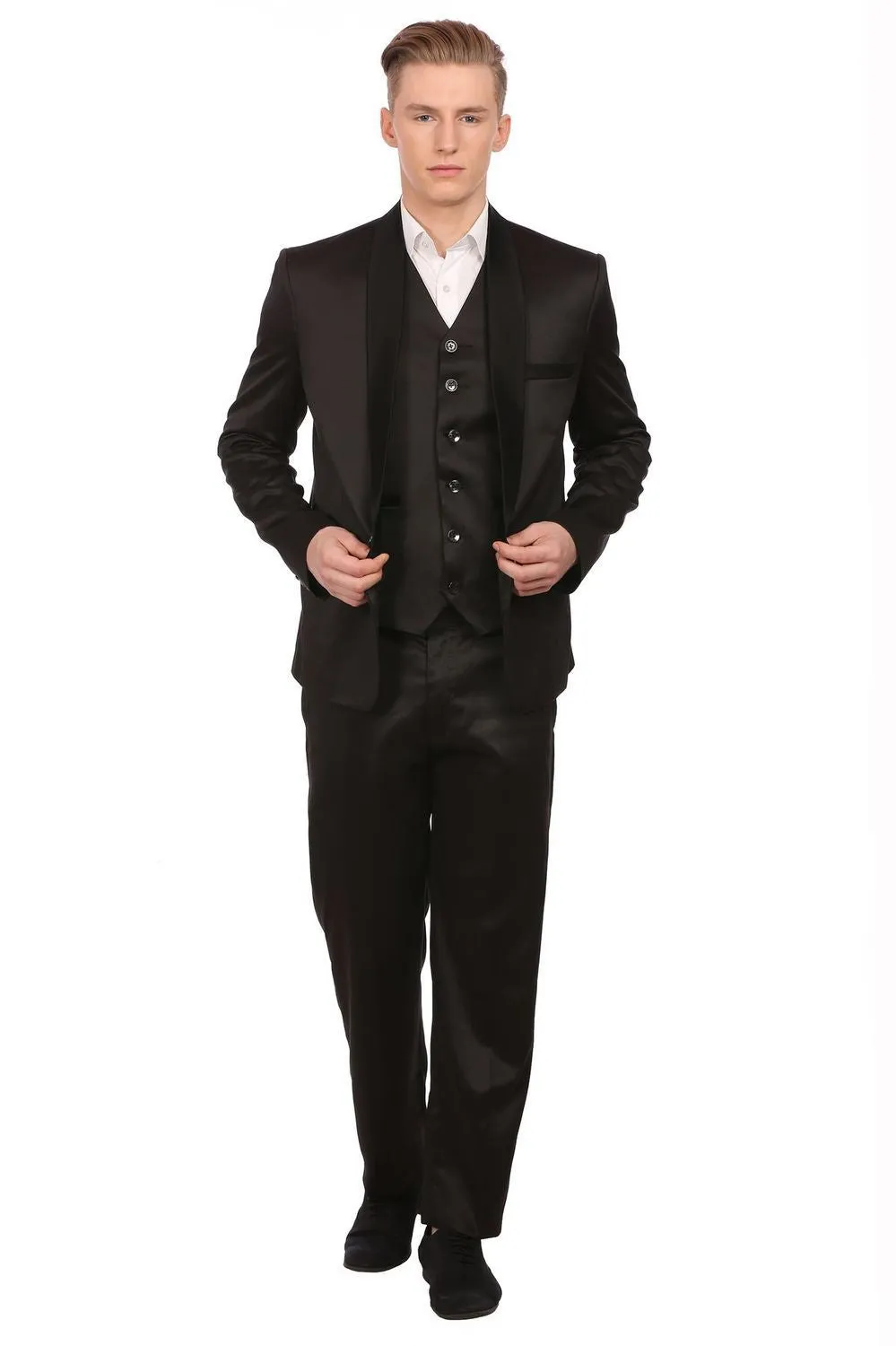 Poly Blend Black Tuxedo 3-Pc Suit