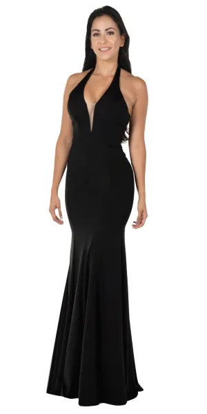 Poly USA 8262 Deep V-Neck Halter Top Mermaid Dress Jersey