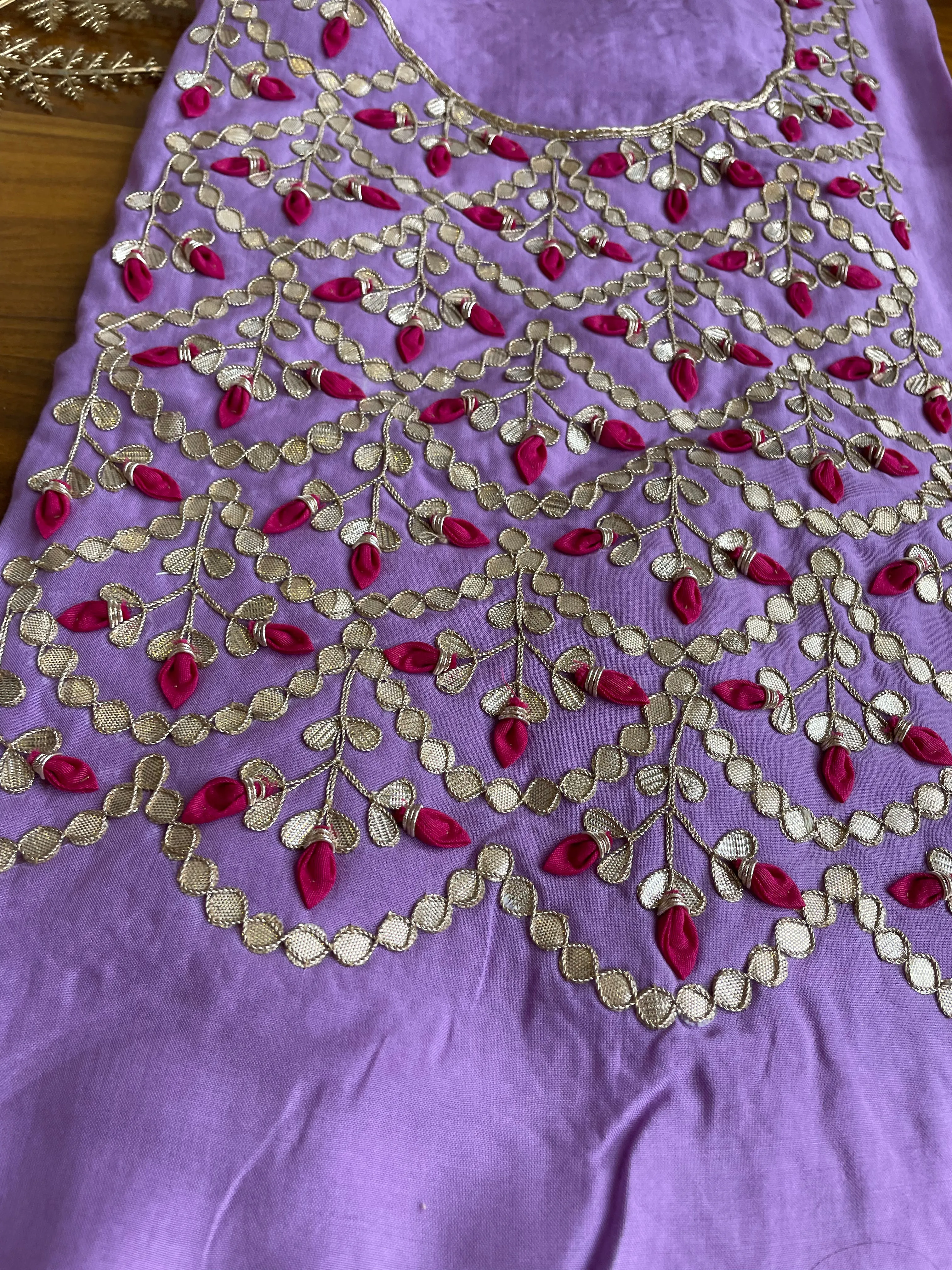 Purple Maslin Gota Patti Kurti