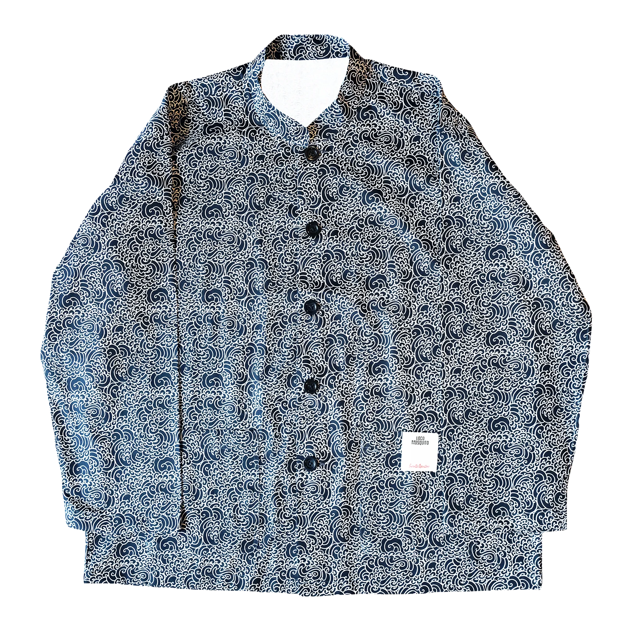 "GUY LE TATOOER X LOCO MOSQUITO" ALLOVER BLACK WAVES MENS SHIRT JACKET