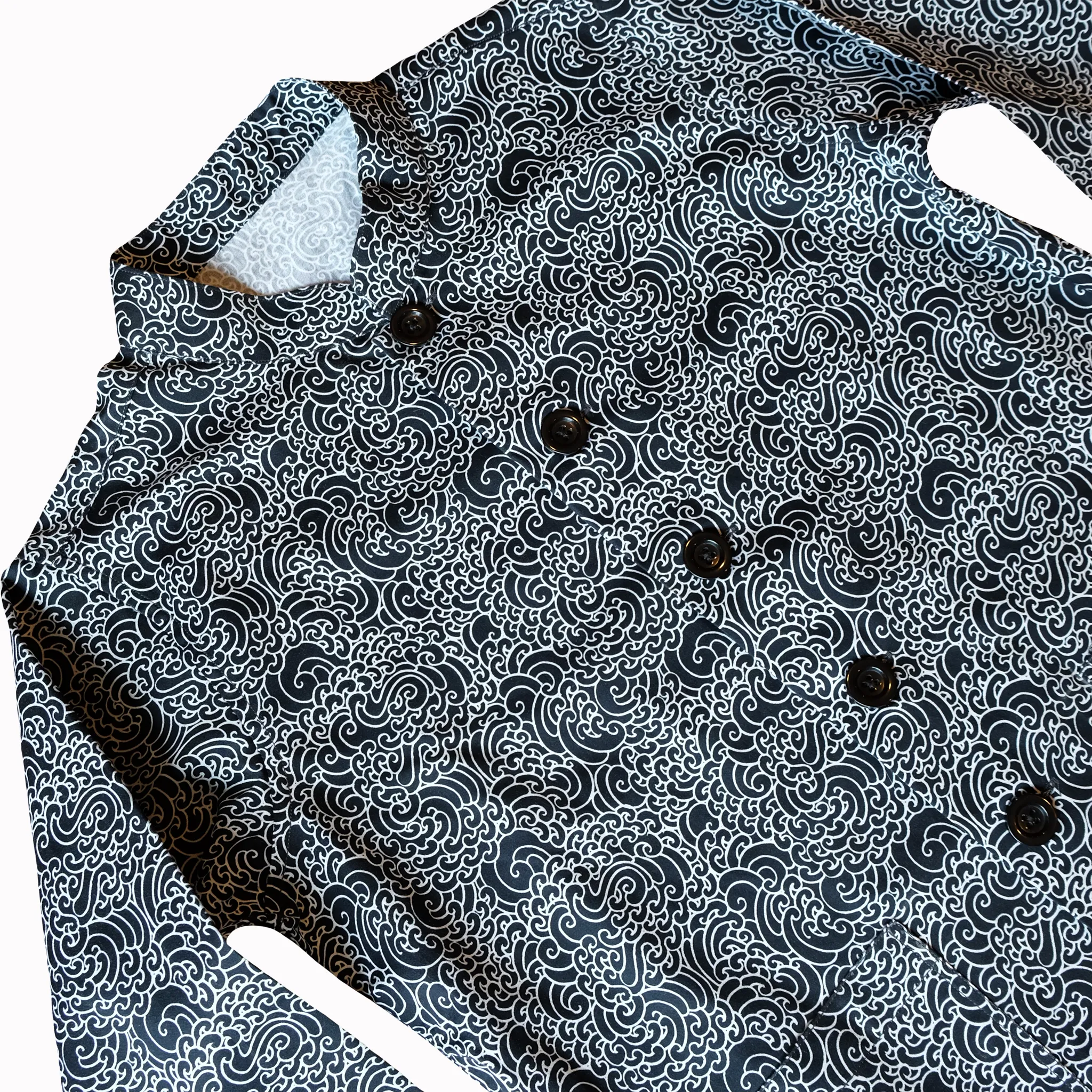 "GUY LE TATOOER X LOCO MOSQUITO" ALLOVER BLACK WAVES MENS SHIRT JACKET