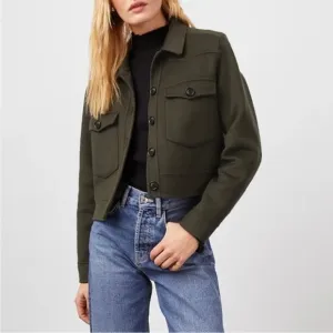 Rails Womens Easton Green Wool Short Warm Shirt Jacket Coat  shacket L