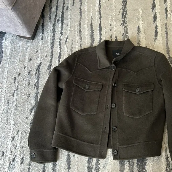 Rails Womens Easton Green Wool Short Warm Shirt Jacket Coat  shacket L
