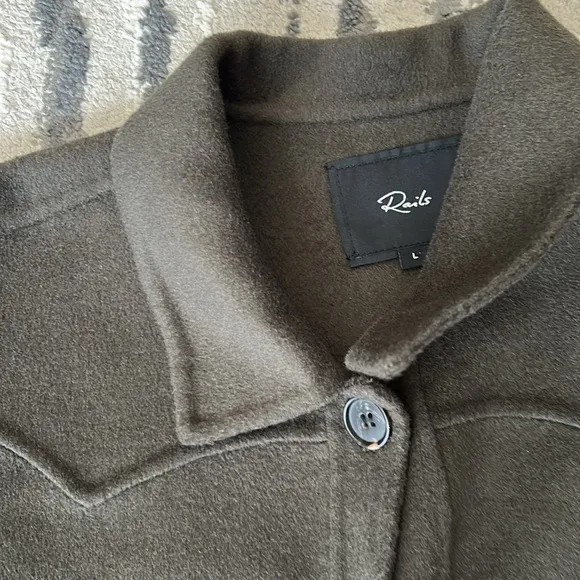 Rails Womens Easton Green Wool Short Warm Shirt Jacket Coat  shacket L