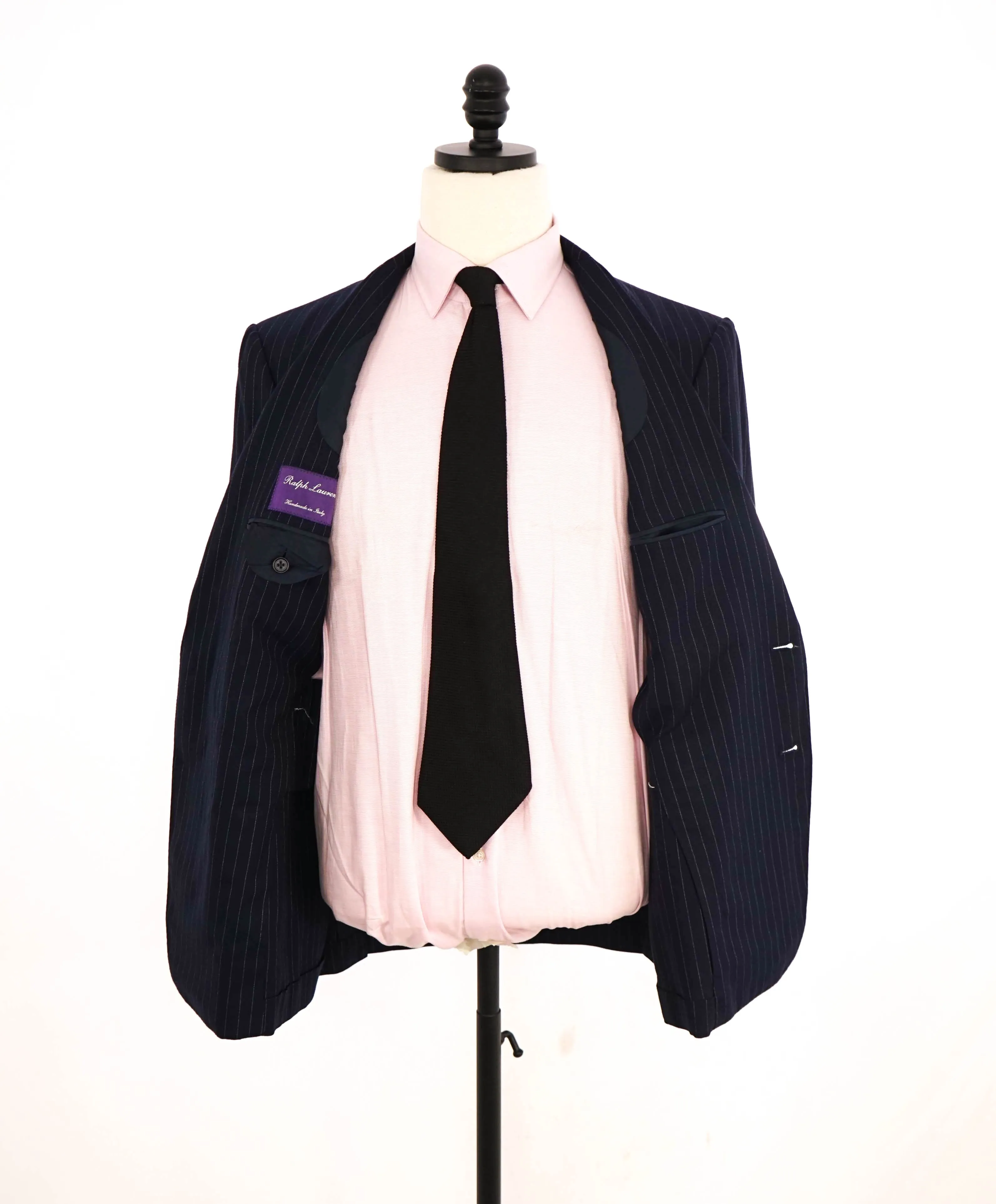 RALPH LAUREN PURPLE LABEL - Blue ICONIC RLPL Chalk Stripe 2-Btn Suit - 40R