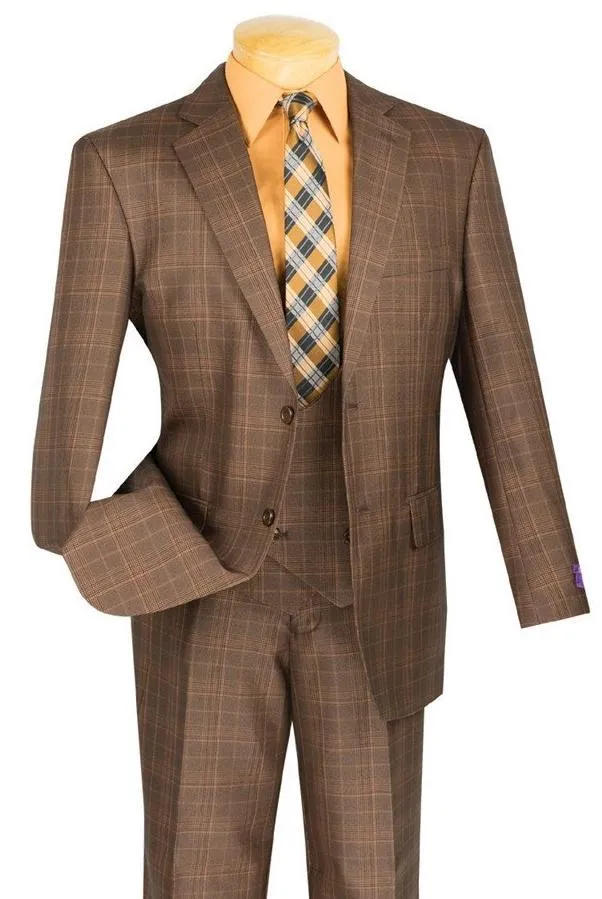 Regular Fit 3 Piece Suit (Chestnut) V2RW-7