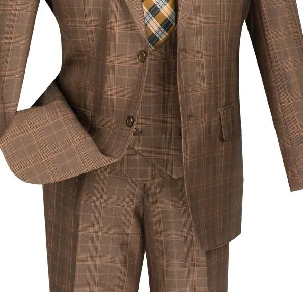Regular Fit 3 Piece Suit (Chestnut) V2RW-7