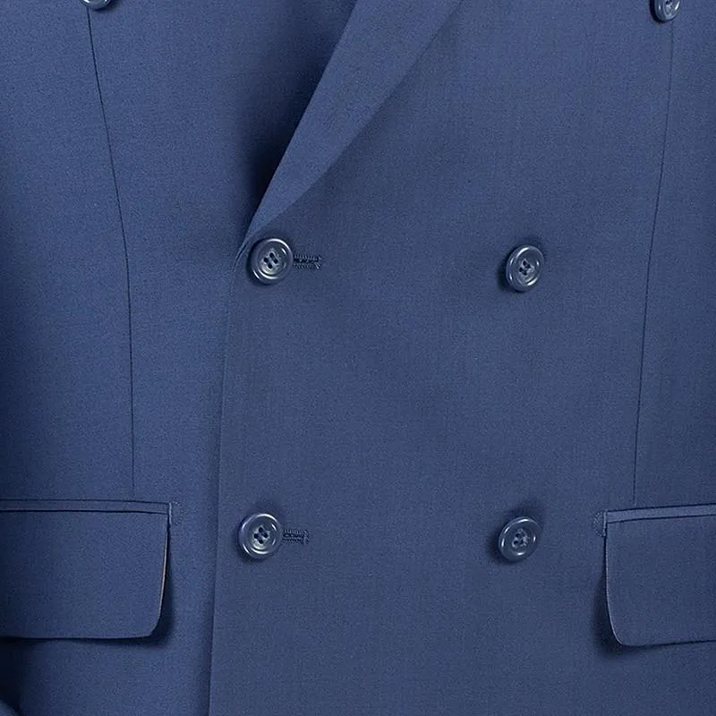 Regular Fit Double Breasted 2 Piece Suit (Blue) DC900-1