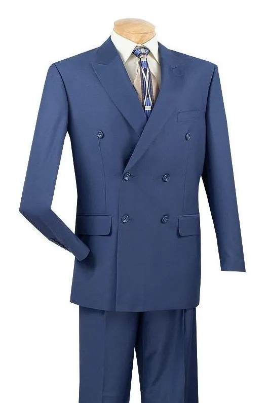 Regular Fit Double Breasted 2 Piece Suit (Blue) DC900-1