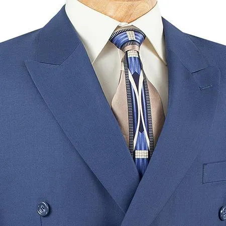 Regular Fit Double Breasted 2 Piece Suit (Blue) DC900-1