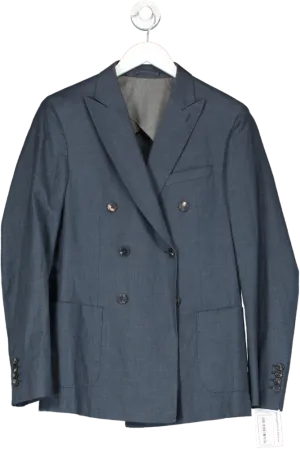 REISS Blue Alfredo Slim Fit Double Breasted Blazer UK 38" CHEST