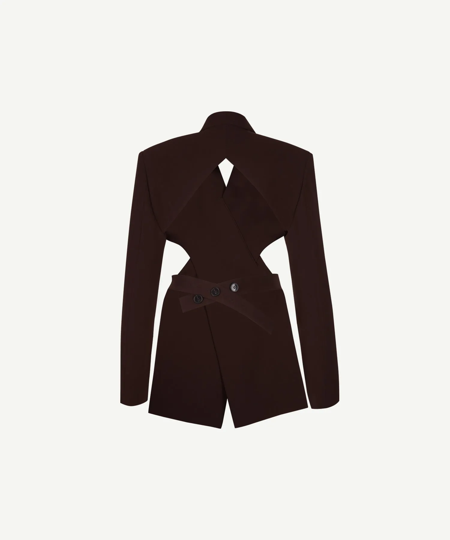[Restocked] Deep mahogany overlapped lapel collar open-back blazer