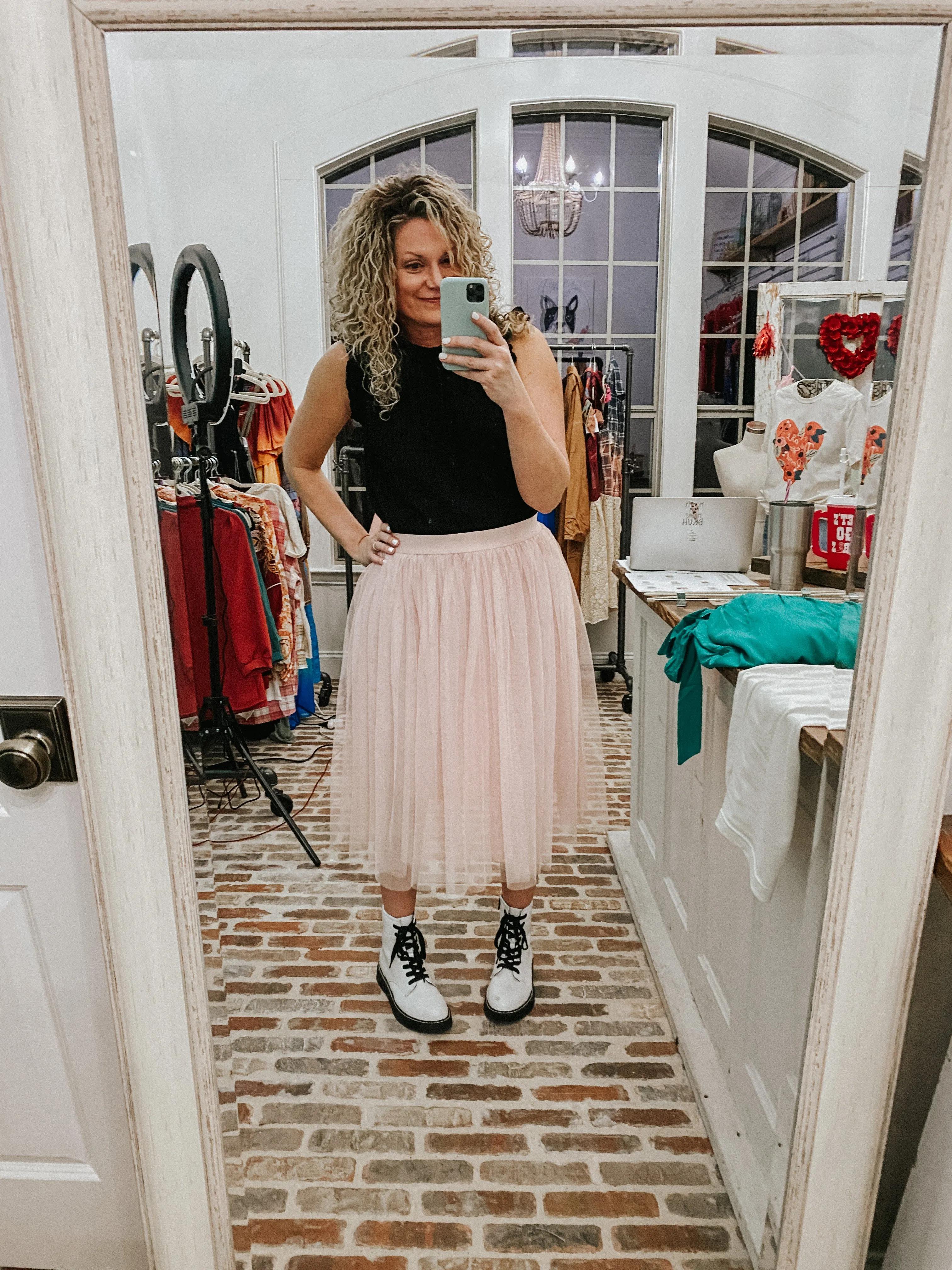 Rose Mesh Midi Skirt