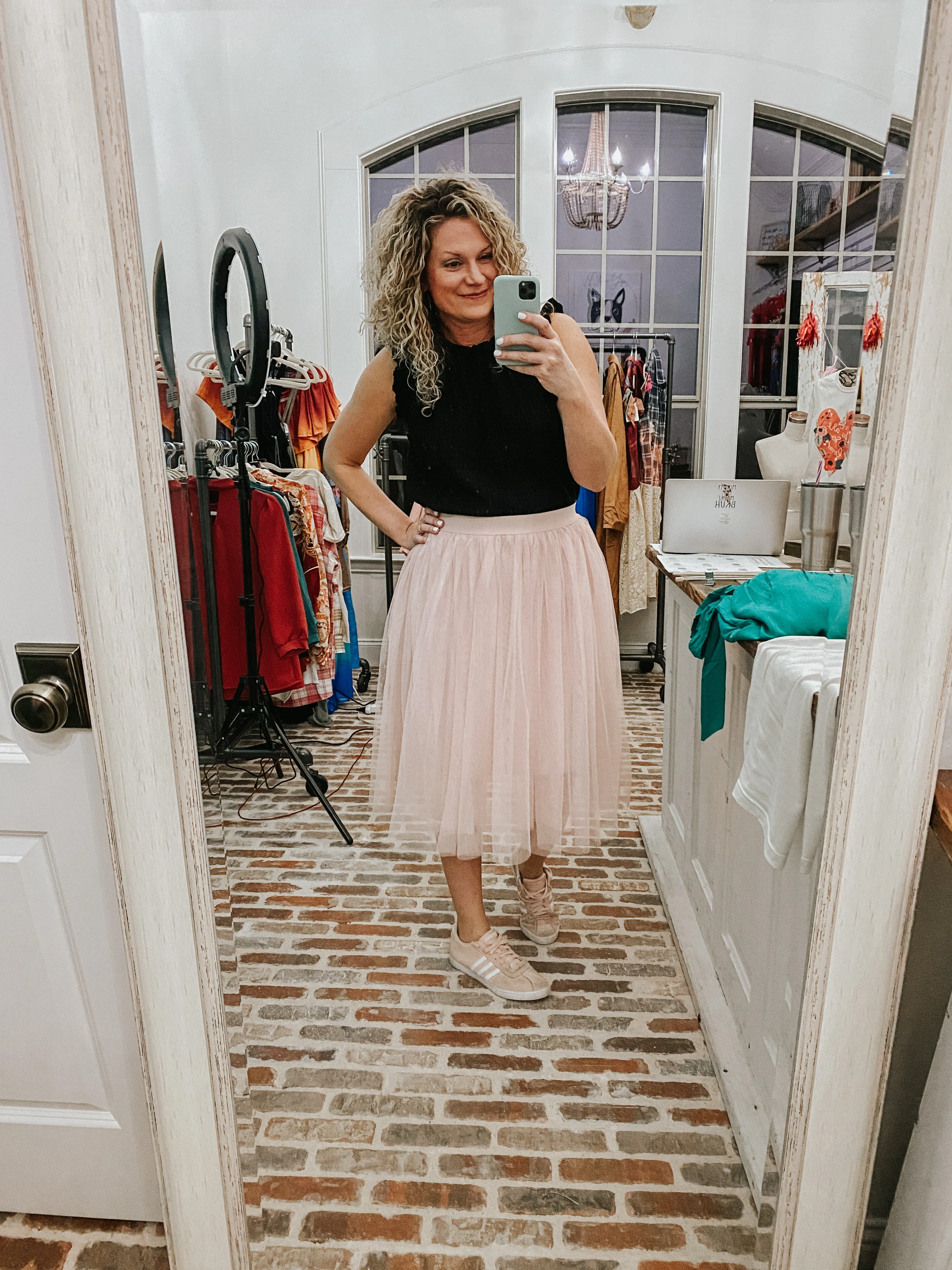 Rose Mesh Midi Skirt
