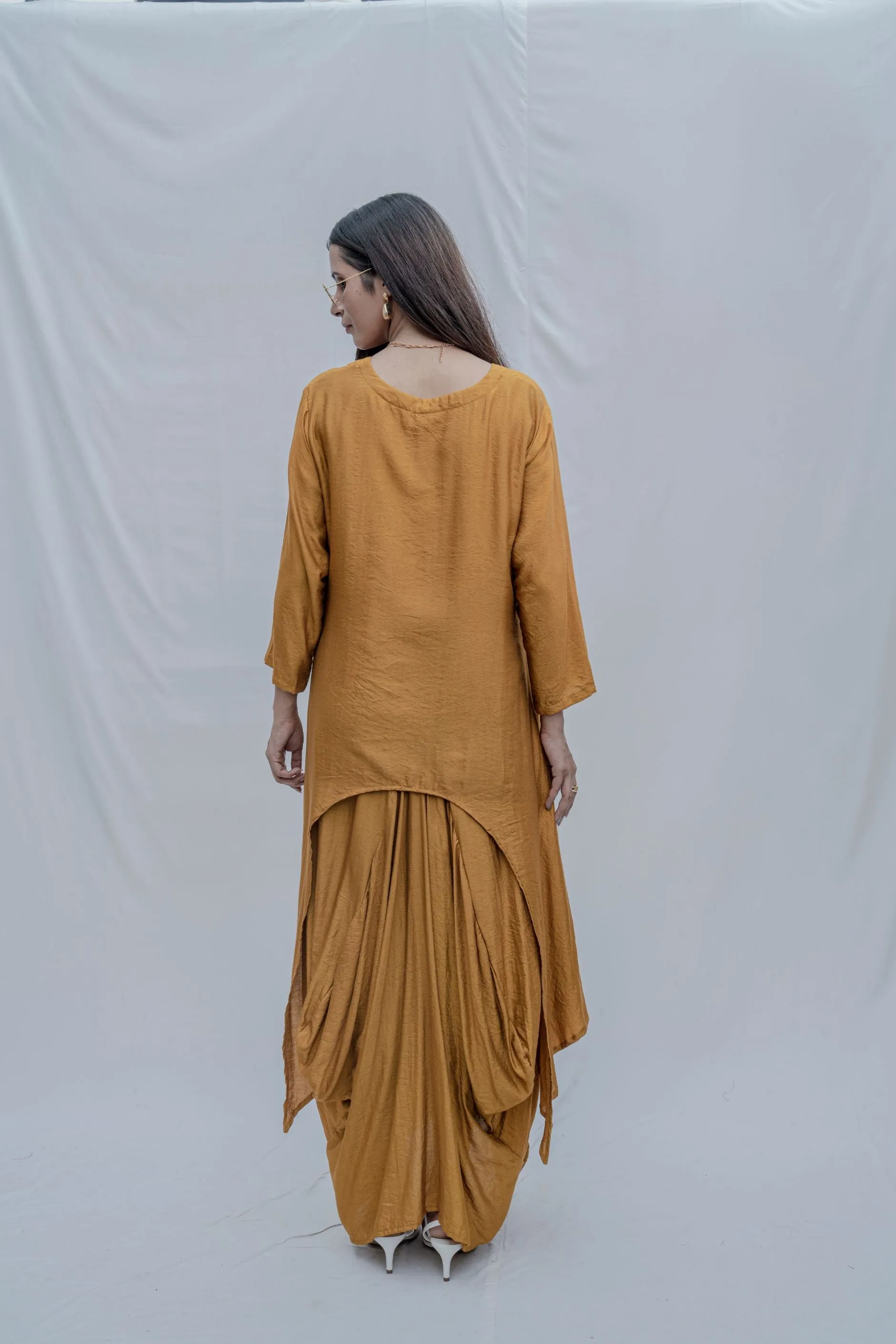 Rosemary - Mustard Cowl Dress