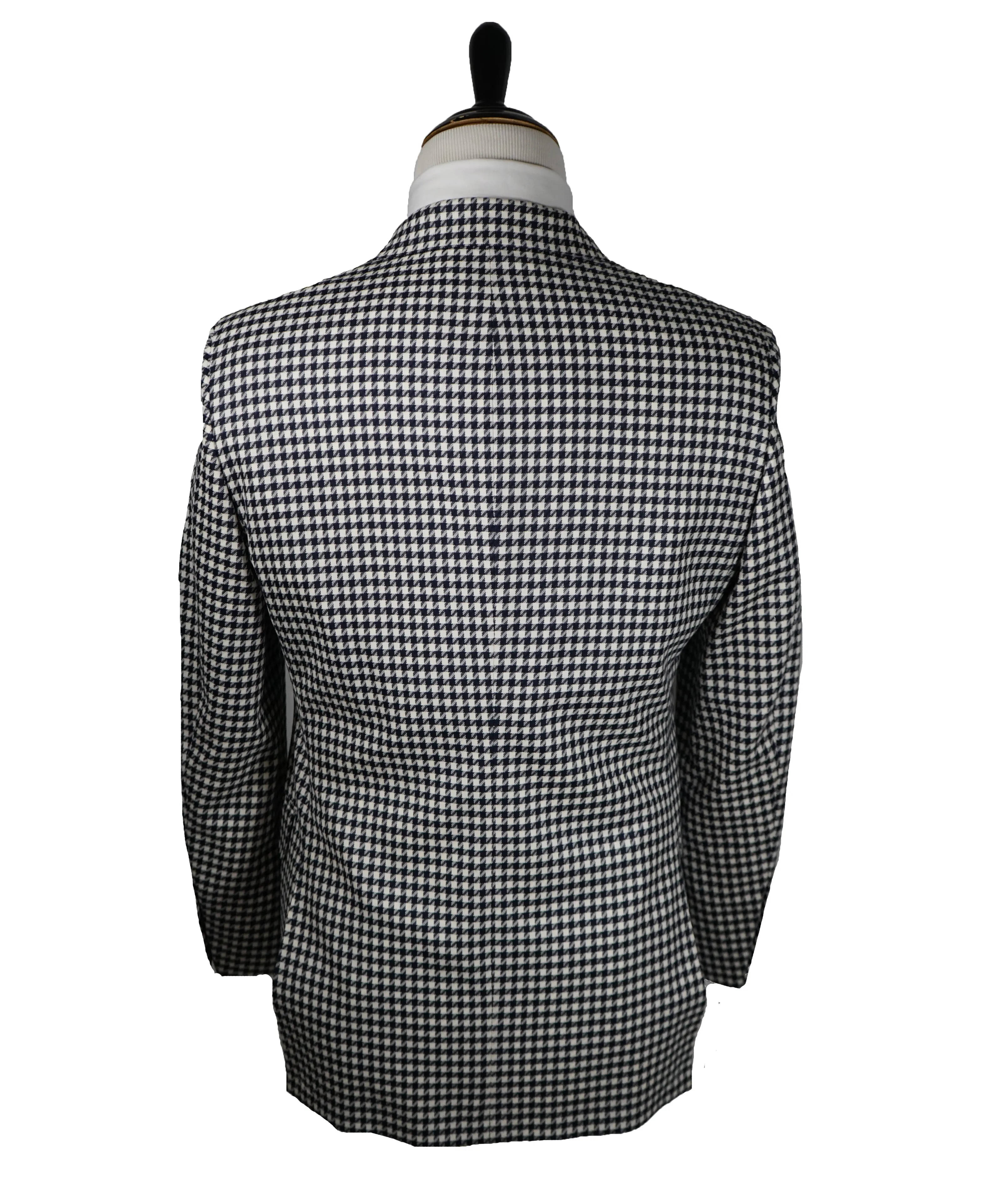 SAKS 5TH AVE BY HICKEY FREEMAN - Navy & Ivory Houndstooth Wool Blazer - 40S