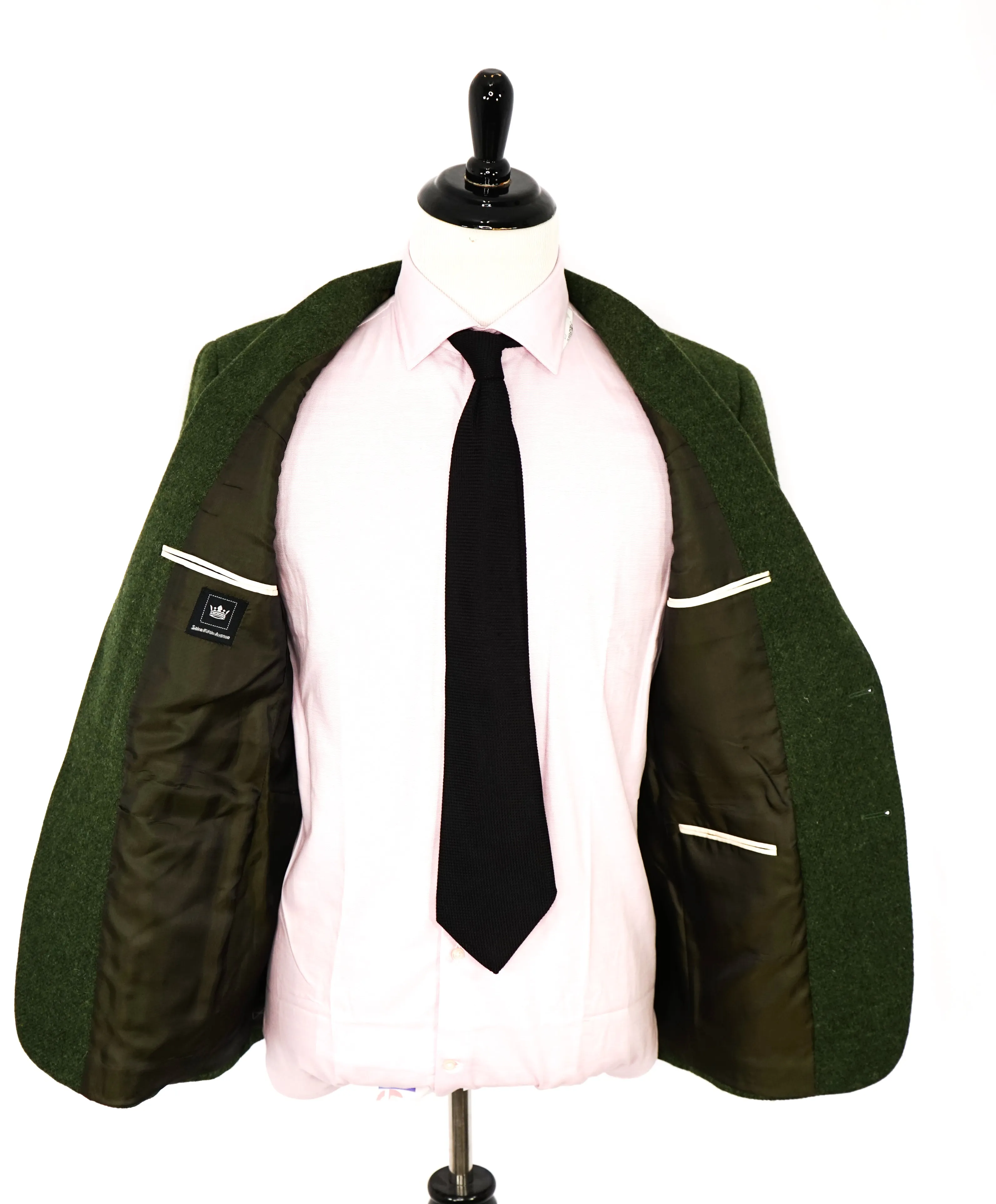 SAKS 5TH AVE BY HICKEY FREEMAN - USA Green Flannel Wool Blazer -  40S