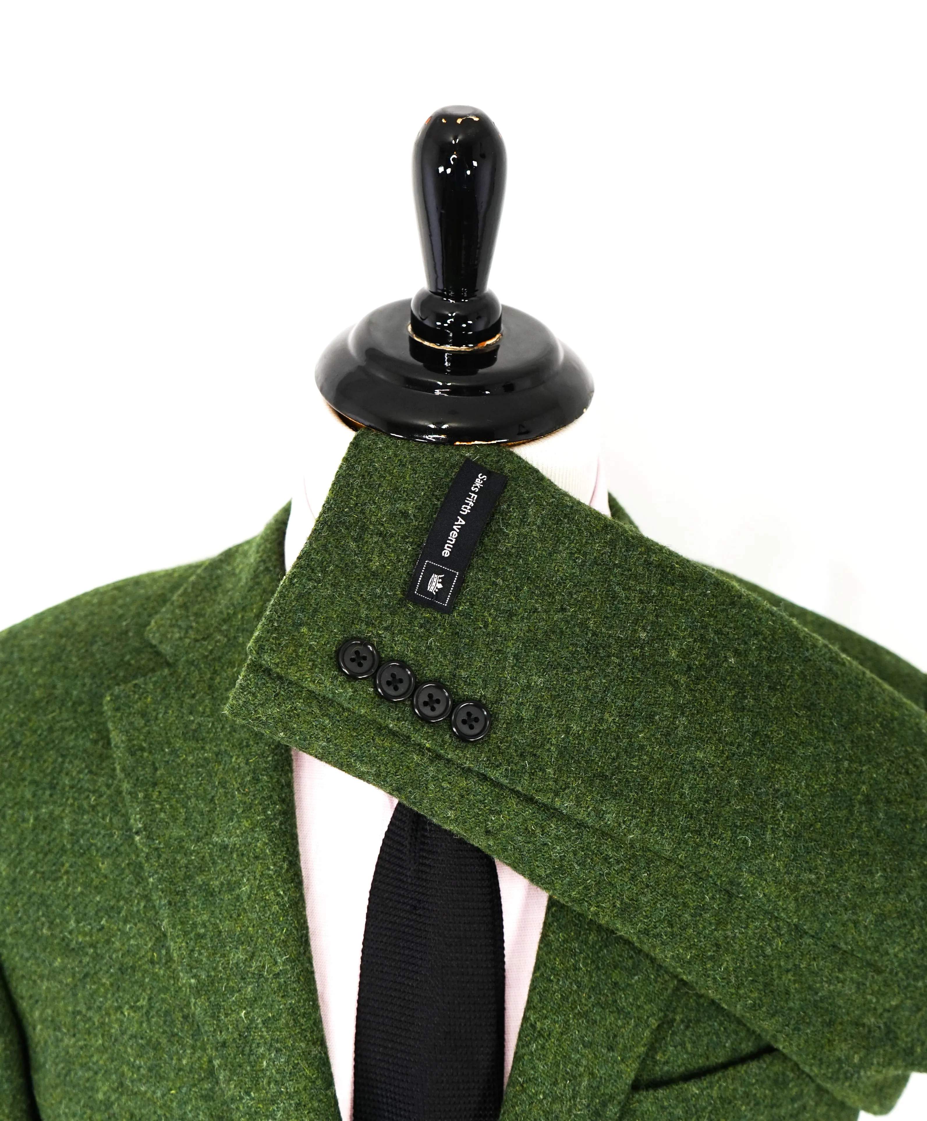 SAKS 5TH AVE BY HICKEY FREEMAN - USA Green Flannel Wool Blazer -  40S