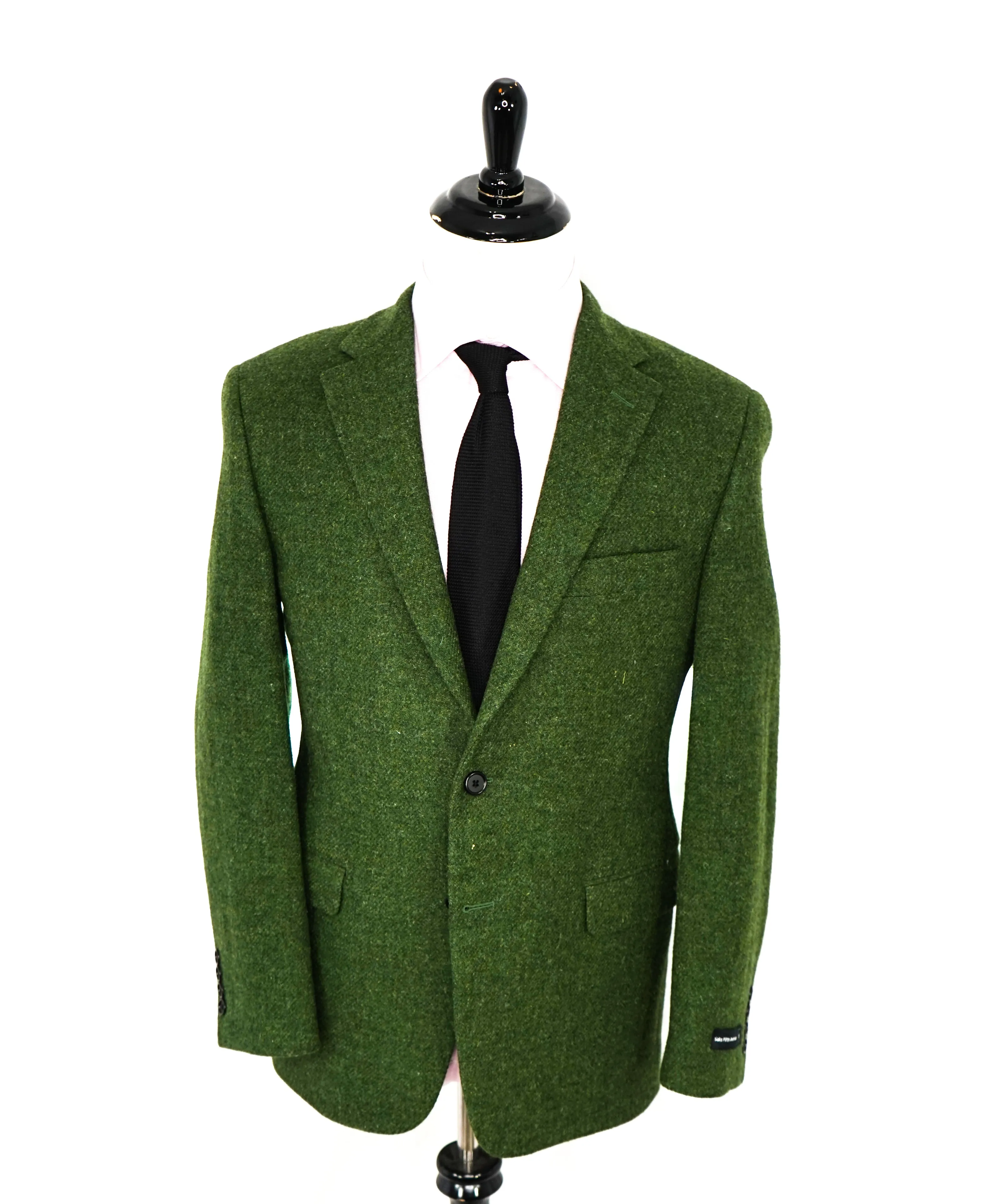 SAKS 5TH AVE BY HICKEY FREEMAN - USA Green Flannel Wool Blazer -  40S