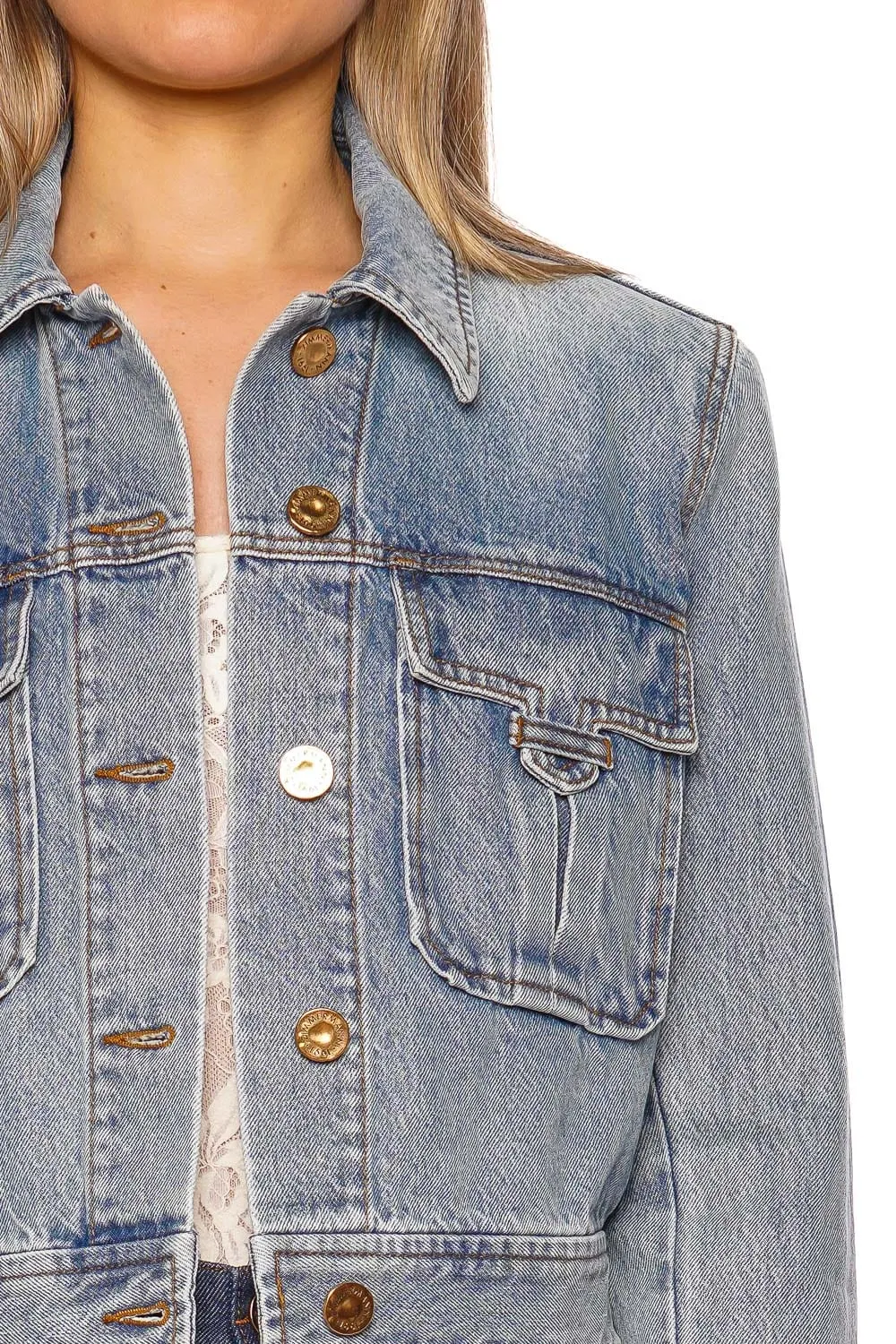 Sea Foam Cropped Denim jacket
