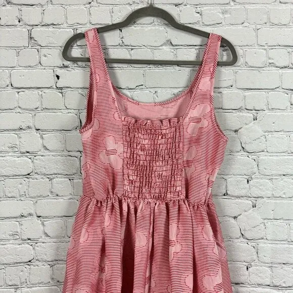 Self Contrast Penelope Smocked Midi Dress Women Size L Red Daisy Clip Sleeveless