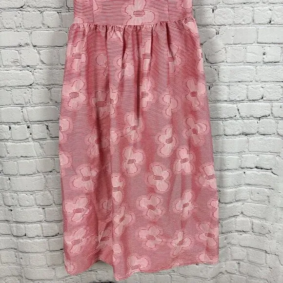 Self Contrast Penelope Smocked Midi Dress Women Size L Red Daisy Clip Sleeveless