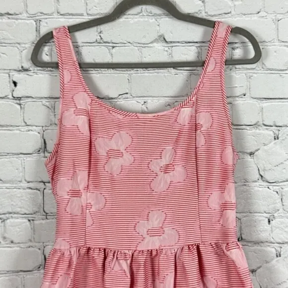 Self Contrast Penelope Smocked Midi Dress Women Size L Red Daisy Clip Sleeveless