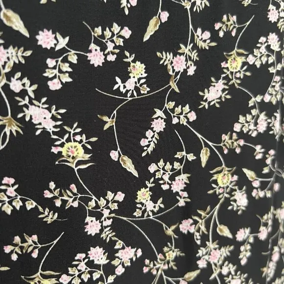 She   Sky Black Floral Ruffle Bottom Lined Mini Fit Flare A-Line Sun Dress Sz L