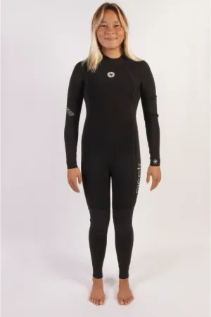 SISSTREVOLUTION YOUTH 7 SEAS 3/2 BACK ZIP FULL SUIT - SOLID BLACK