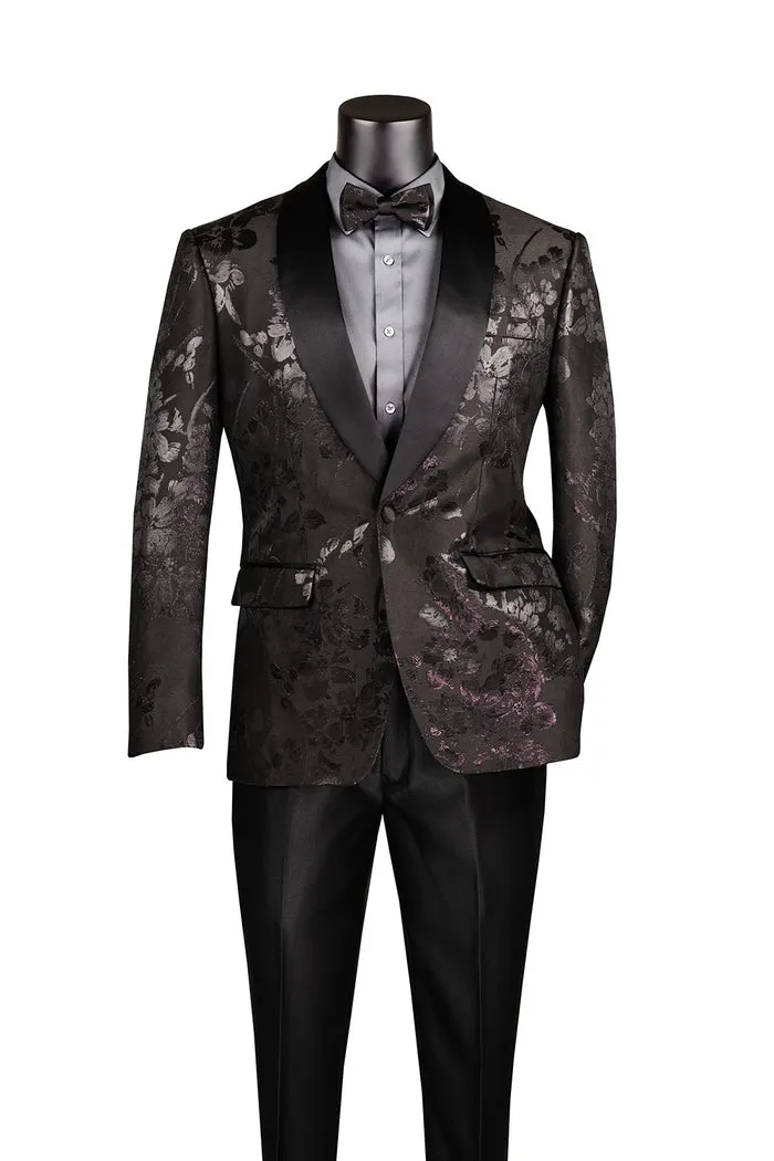 Slim Fit Fashion Jacket Shawl Lapel with Bow Tie Black BSF-19